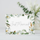 Carte Mariage Floral Magnolia Blanc Marié (Debout devant)