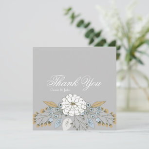 Carte Mariage floral moderne Merci personnalisé