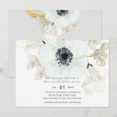 Carte Mariage floral or blanc marine (Devant / Derrière)
