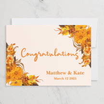 Mariage Floral Orange / Fiançailles Félicitations