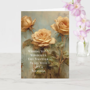 Carte Mariage floral Rose de pêche romantique