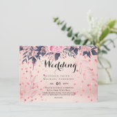 Carte Mariage floral rose moderne (Debout devant)