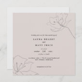 Carte Mariage floral rose pâle moderne (Devant / Derrière)