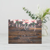 Carte Mariage floral rose Rose rustique (Debout devant)