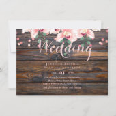 Carte Mariage floral rose Rose rustique (Devant)