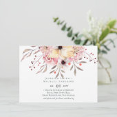 Carte Mariage Floral rose rousse rustique (Debout devant)