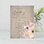 Carte Mariage Floral rose rousse rustique (Debout devant)