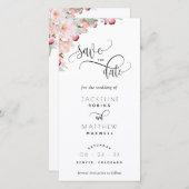 Carte Mariage Floral Rose Vierge Enregistrer La Date Sig (Devant / Derrière)