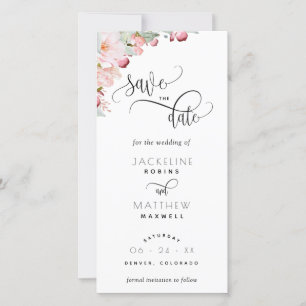Carte Mariage Floral Rose Vierge Enregistrer La Date Sig