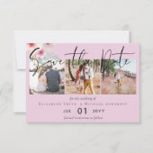 Carte Mariage floral rose vif Enregistrer les dates (Devant)