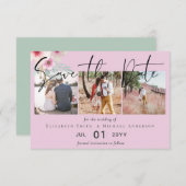 Carte Mariage floral rose vif Enregistrer les dates (Devant / Derrière)
