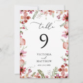 Carte Mariage floral rouille de pêche rustique Numéro de (Devant)