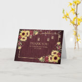 Carte Mariage floral rustique de Tournesol Bourgogne (Fleur jaune)