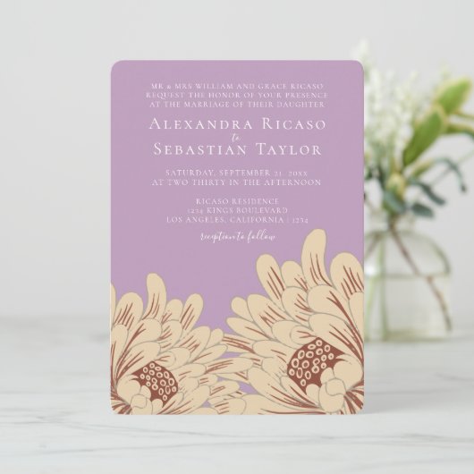 Carte Mariage floral simple et élégant (Debout devant)