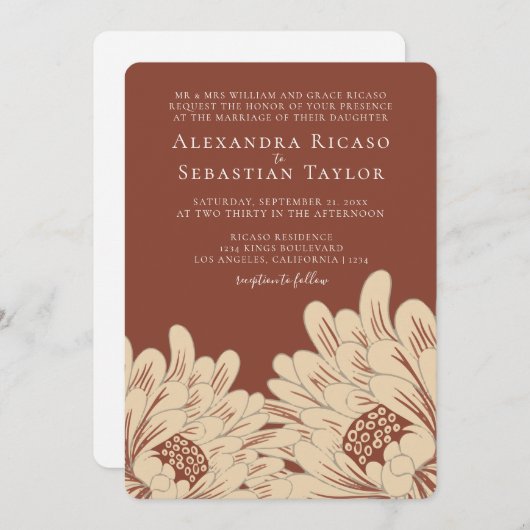 Carte Mariage floral simple et élégant (Devant / Derrière)