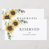Carte Mariage Floral Sunflower Eucalyptus Réservé (Devant / Derrière)