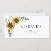 Carte Mariage Floral Sunflower Eucalyptus Réservé (Dos)