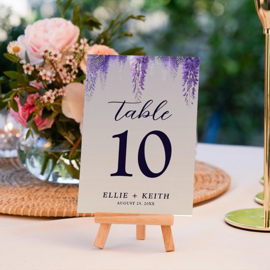 Carte Mariage floral violet à dégradé lunaire