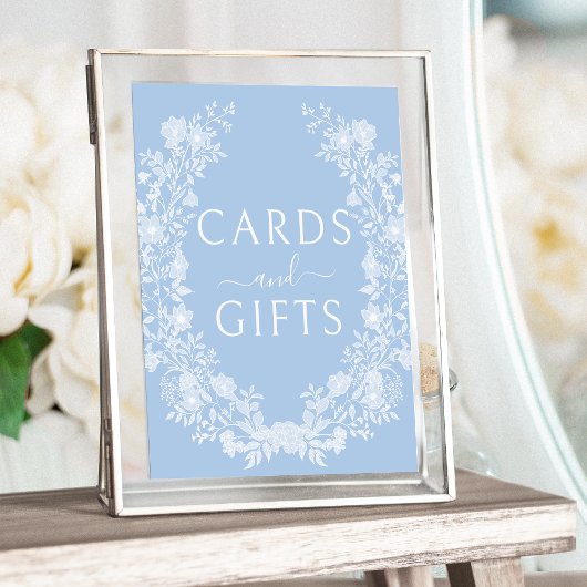 Carte mariage florale bleue et affiche cadeau