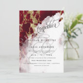 Carte MARIAGE | Géode Rubis Rouge Aquarelle BarefootBrid (Debout devant)