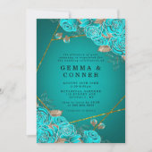 Carte Mariage géométrique Turquoise Rose Gold (Devant)