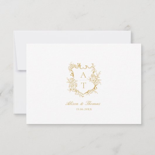 Carte mariage Gold Crest Monogram Détails (Dos)