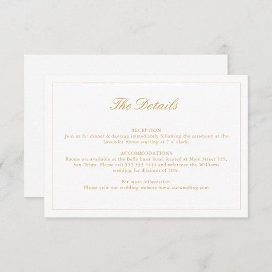 Carte mariage Gold Crest Monogram Détails (Devant / Derrière)