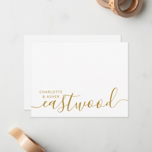Carte Mariage Gold Monogram Note (Devant/Arrière en situation)