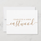 Carte Mariage Gold Monogram Note (Devant)