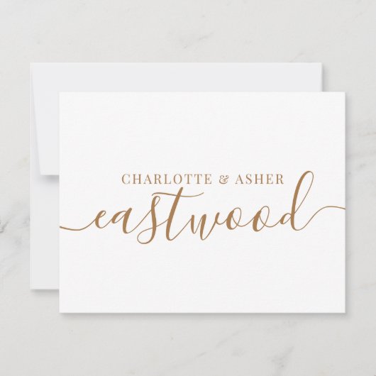 Carte Mariage Gold Monogram Note (Devant)