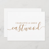 Carte Mariage Gold Monogram Note (Devant / Derrière)