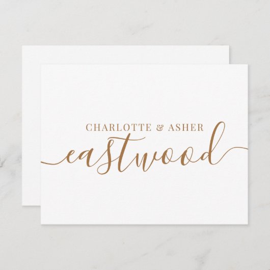 Carte Mariage Gold Monogram Note (Devant / Derrière)