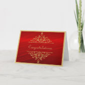 Carte mariage Gold Red Félicitations (Devant)