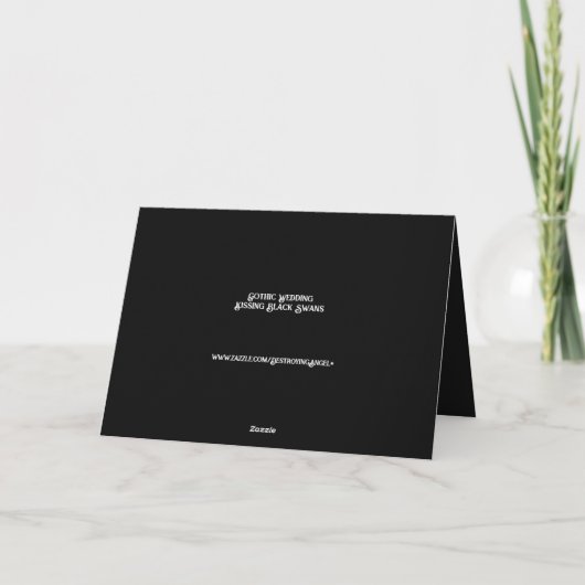 Carte Mariage gothique Baiser Black Swans Personnalisé (Dos)