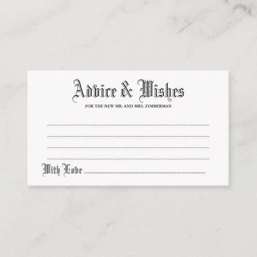 Carte Mariage Gothique Conseils & Voeux (Devant)