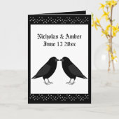 Carte Mariage gothique Kissing Ravens Mariage personnali (Fleur jaune)
