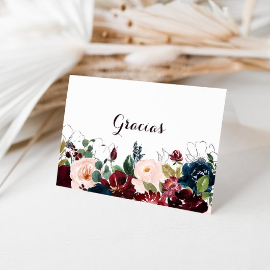 Carte Mariage Gracias aquarelle illustrée