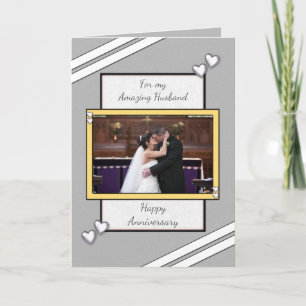 Carte Mariage gris mari Anniversaire photo salutation