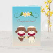 Carte Mariage Hawaïen de Singe en Chaussette (Fleur jaune)