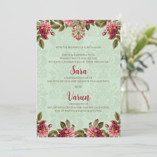 Carte Mariage hindou numérique Carte mariage indie (Debout devant)