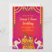 Carte mariage hindoue d'invitation numérique indie (Devant)