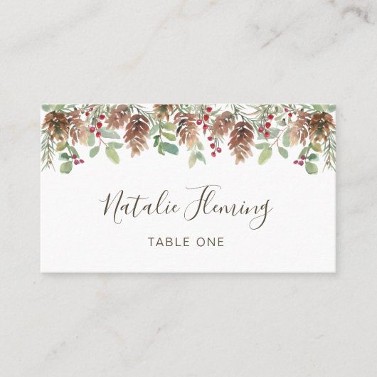 Carte Mariage hiver Pine Rouge Berry Vert (Devant)