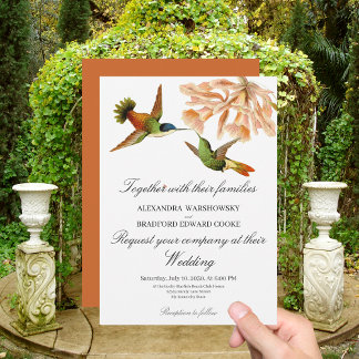 Carte Mariage Hummingbird Lily Aquarelle Terracotta