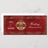 Carte Mariage Indien Rouge - Annonce / Rackcard (Devant / Derrière)