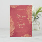 Carte Mariage indienne avec photo, Rouge, Or, Mehn (Debout devant)