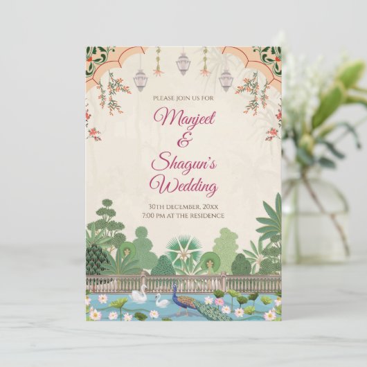 Carte mariage indienne numérique Invitation au mar (Debout devant)