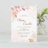 Carte mariage Invitation rose et marron (Debout devant)