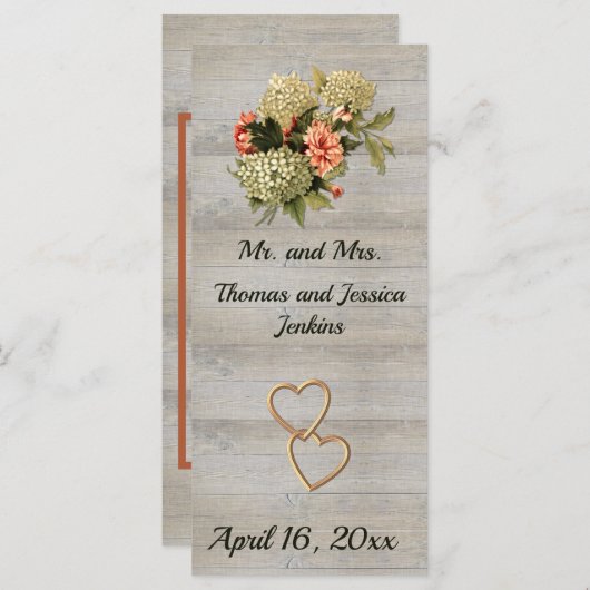 Carte Mariage Keepsaké Favoriser avec le charme rustique (Devant / Derrière)