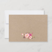 Carte Mariage Kraft Pink Blush Floral Gold RSVP (Dos)