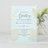 Carte Mariage le moins cher aquarelle bleu laver Script (Debout devant)